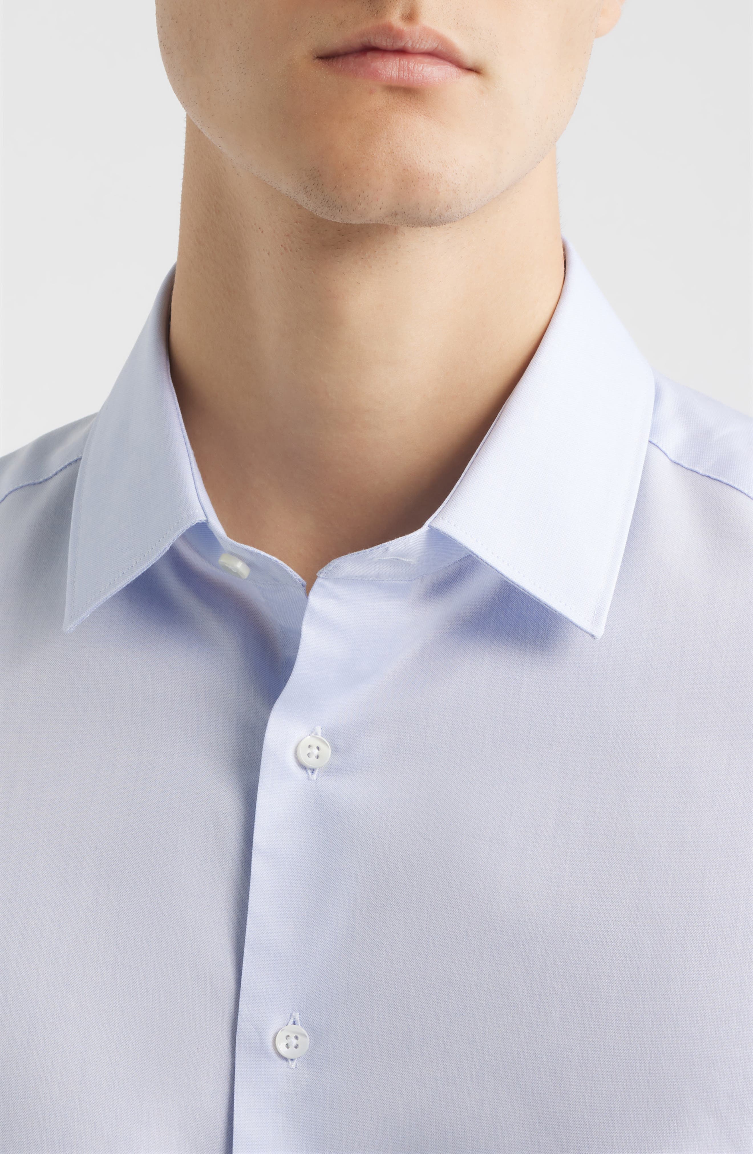 Regular Fit Light Blue Cotton Oxford Cloth Dress Shirt - image 2