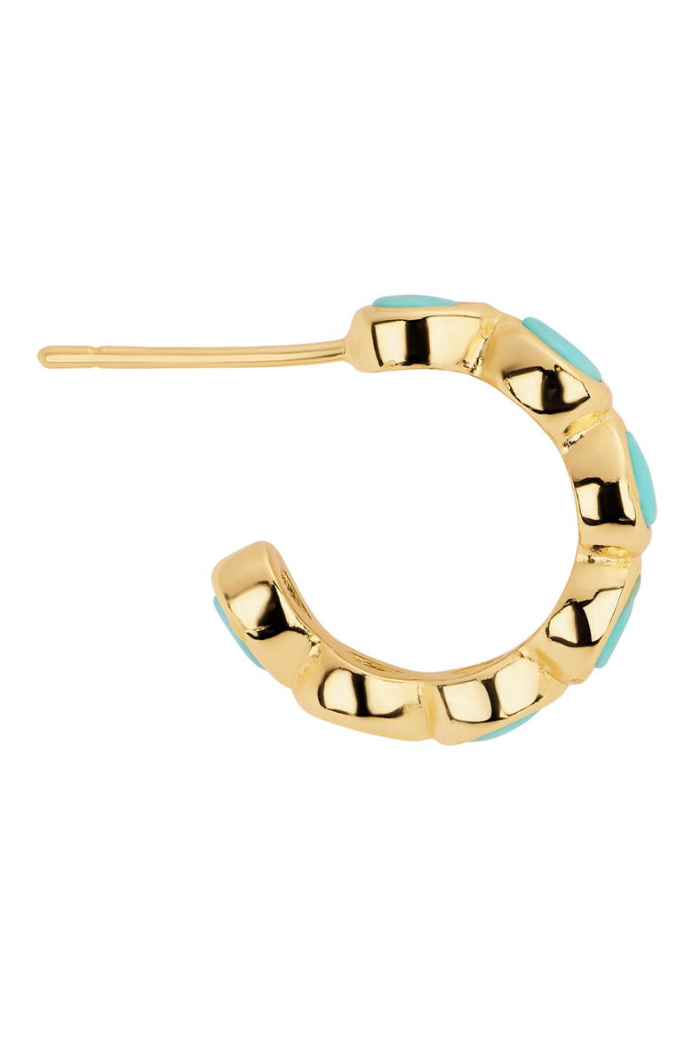 Multi Shape Turquoise Huggie Hoop Earrings, Alternate, color, GOLD