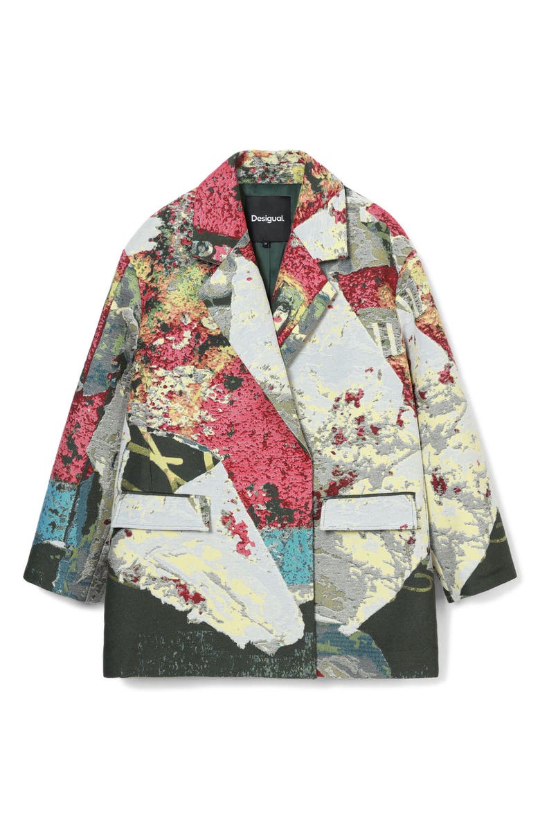 Desigual Lacroix Poster Tapestry Cotton Blend Coat, Alternate, color, Mix