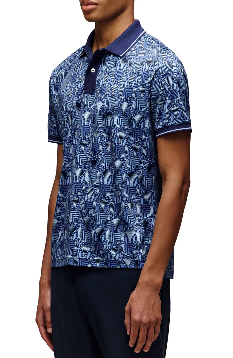 Psycho Bunny Reeves Bunny Print Sport Polo, Alternate, color, Evening Blue