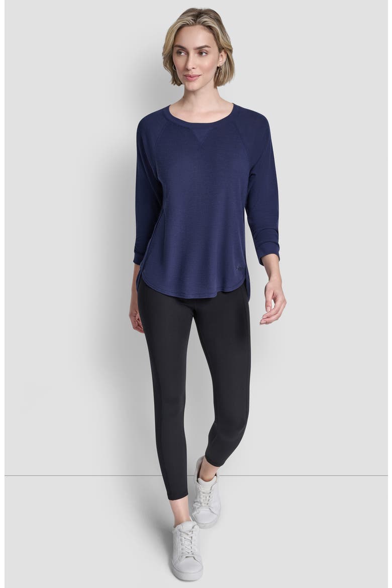 Slub Waffle High-Low T-Shirt, Alternate, color, PEACOAT