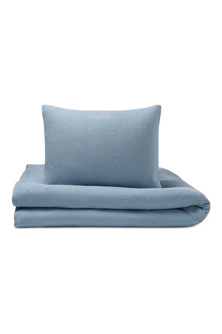 Bebe Cotton Gauze Sham, Crib Sheet & Duvet Cover Set, Main, color, BLUE