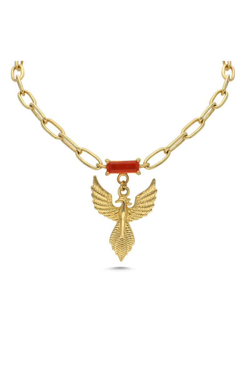 18k Gold Vermeil Phoenix Firekeeper Necklace, Main, color, Gold & Red