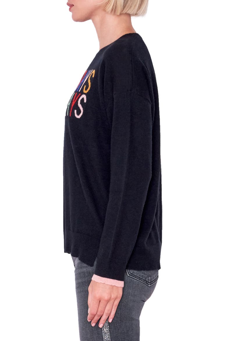 Classic Wool & Cashmere Crewneck Sweater, Alternate, color, BLACK