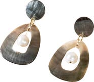 LIKHA Mother-of-Pearl Hollow Earrings with Inner Pearl