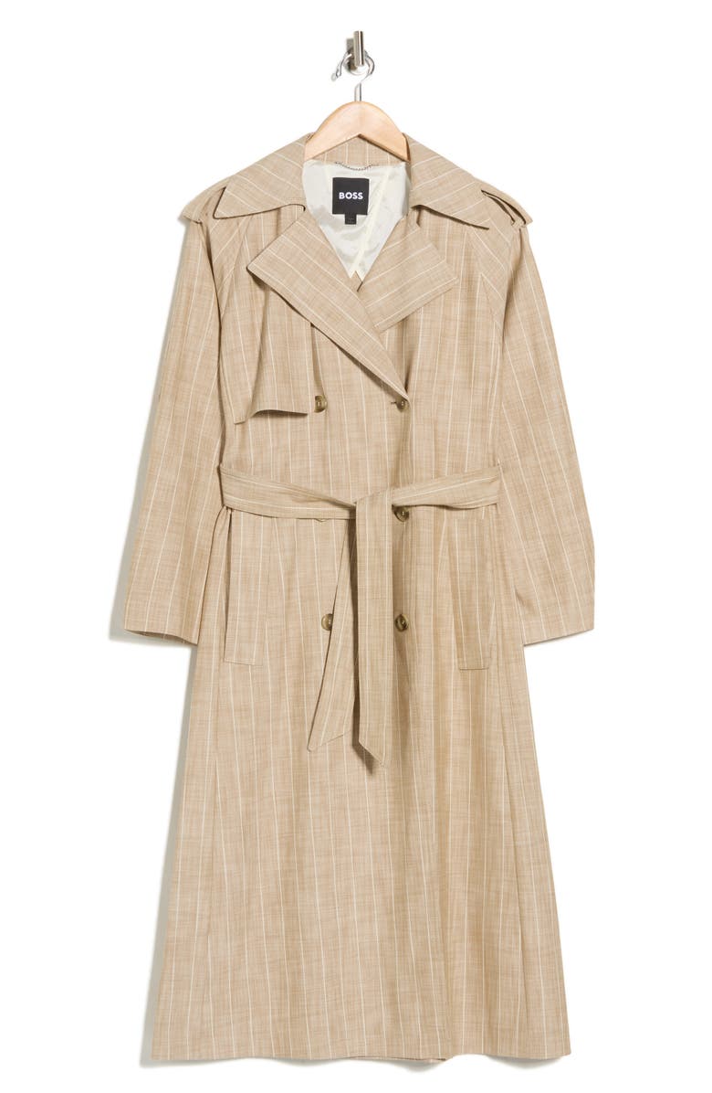 BOSS Clomea Stripe Trench, Alternate, color, Beige