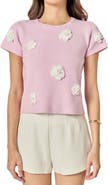 English Factory Floral Ebellished Short Sleeve Knit Top