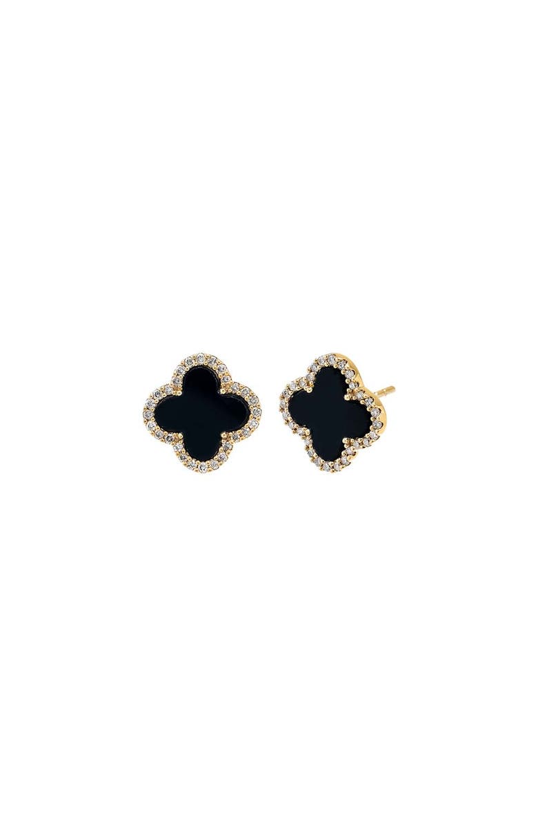 BY ADINA EDEN Diamond Pave Colored Stone Clover Earring 14K, Main, color,
