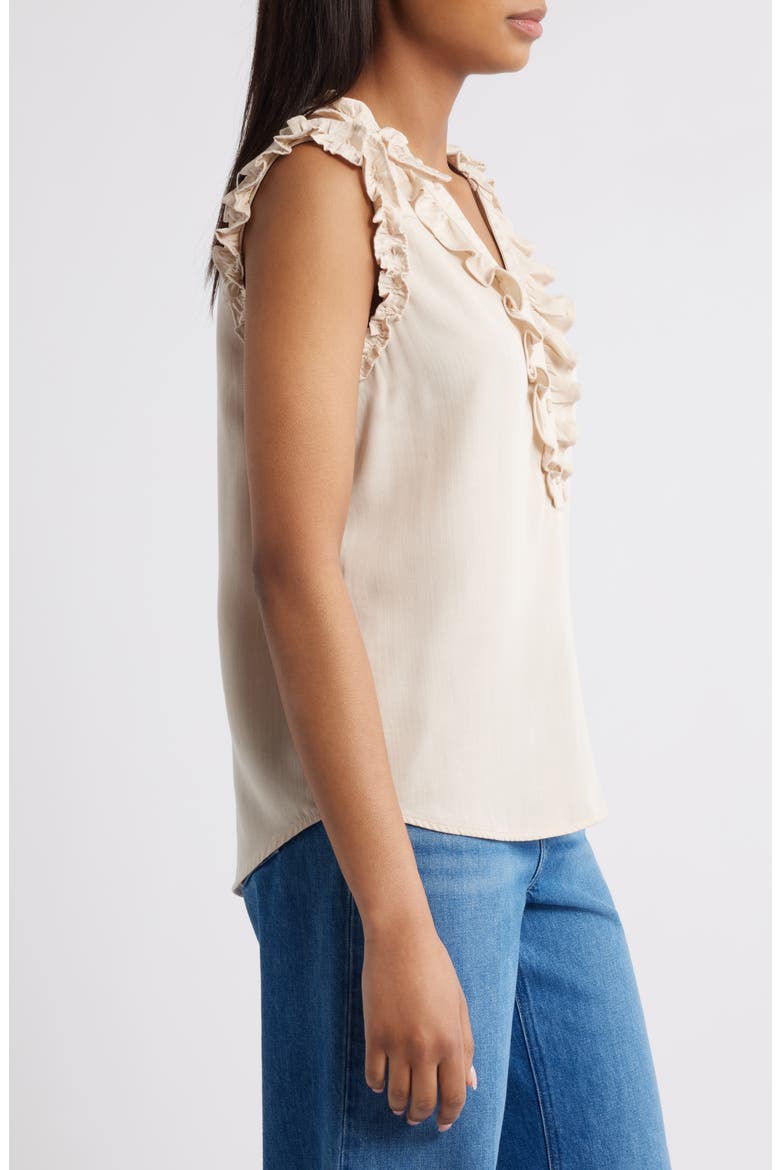 Ruffle Accent Sleeveless Top, Alternate, color, MACADAMIA