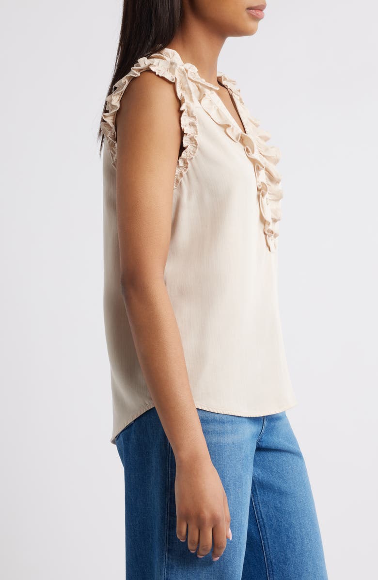 Wit & Wisdom Ruffle Accent Sleeveless Top, Alternate, color, Macadamia