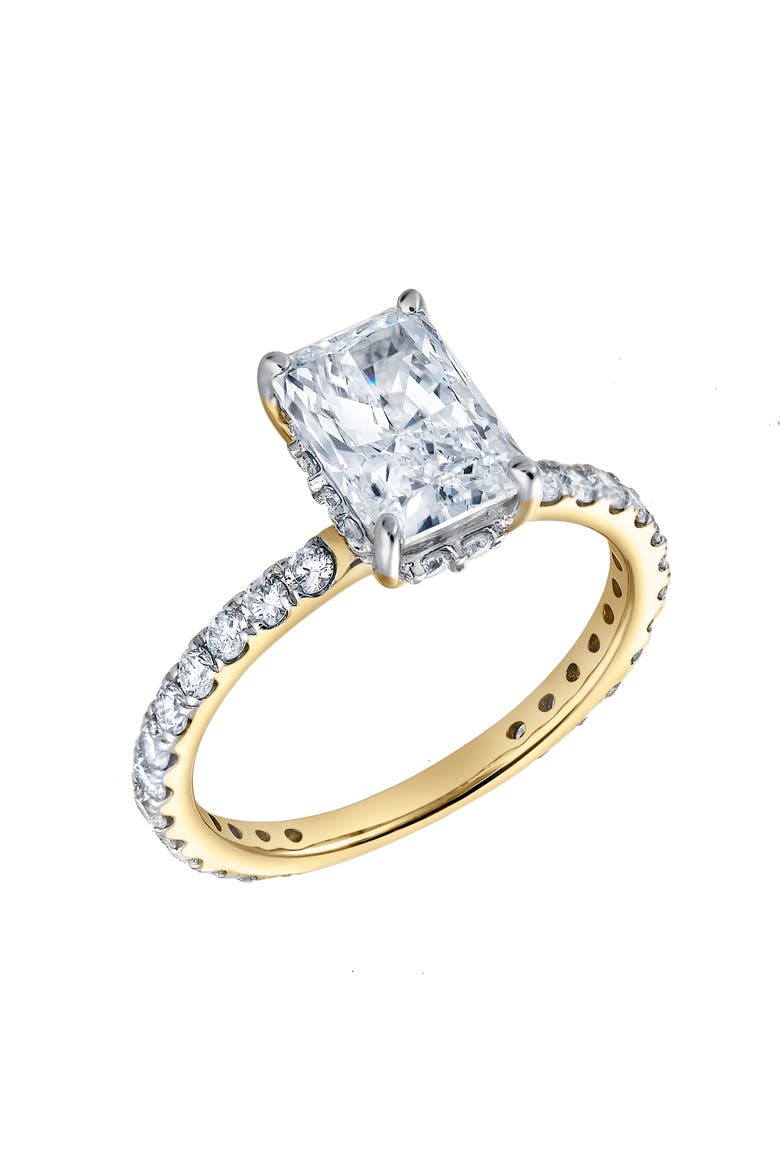 Sia 14K Gold Radiant Cut Lab Grown Diamond Hidden Halo Ring - 2.25 Ct, Alternate, color, 14K Yellow Gold