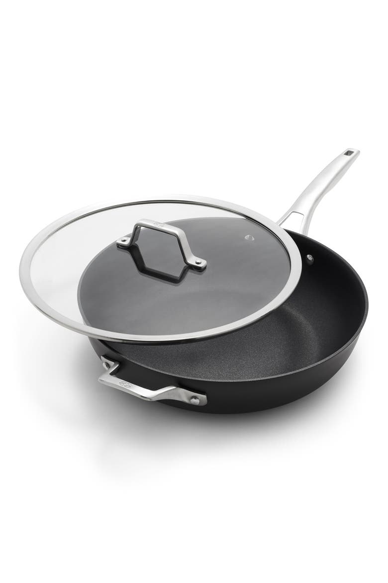 Premier Hard Anodized Nonstick 13-Inch Deep Skillet with Lid, Main, color, BLACK