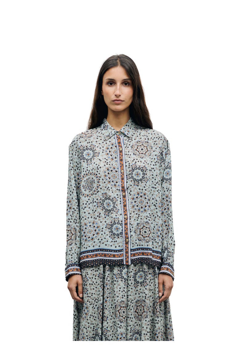 Flowing Printed Shirt, Main, color, Sky Blue
