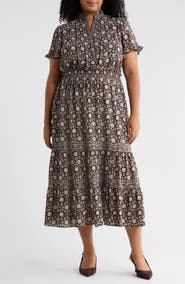 MAX STUDIO Flutter Sleeve Tiered Maxi Dress