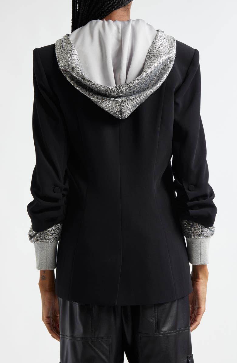 Cinq à Sept Khloe Sequin Hooded Blazer, Alternate, color, Black/ Silver