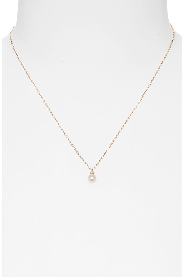 Akoya Cultured Pearl & Diamond Pendant Necklace, Alternate, color, YELLOW GOLD
