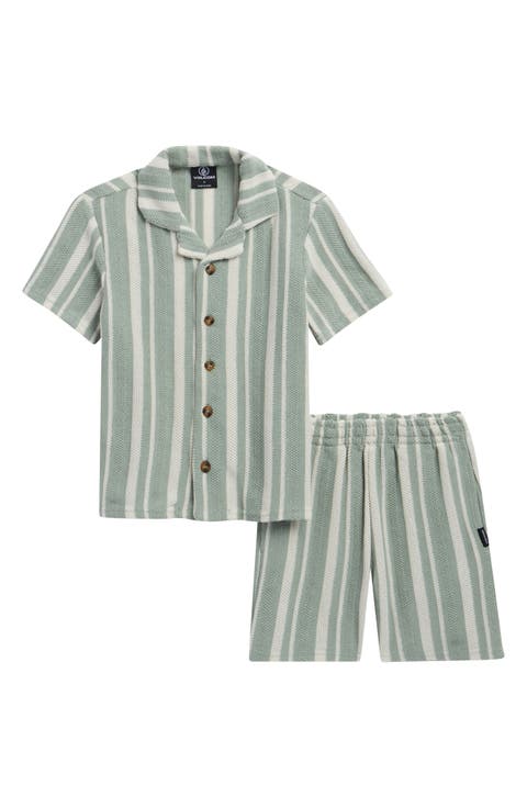 Kids' Cabana Stripe Button-Up Shirt & Shorts Set (Toddler & Little Kid)