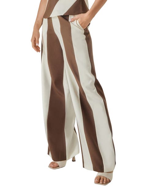 Nasty Gal Stripe Tailored Wide Leg Pants In Brown