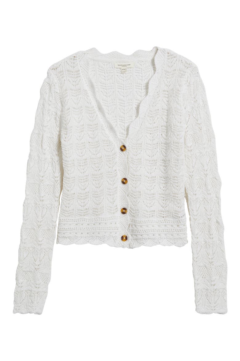 Tamia Pointelle Knit Cardigan, Alternate, color, WHITE