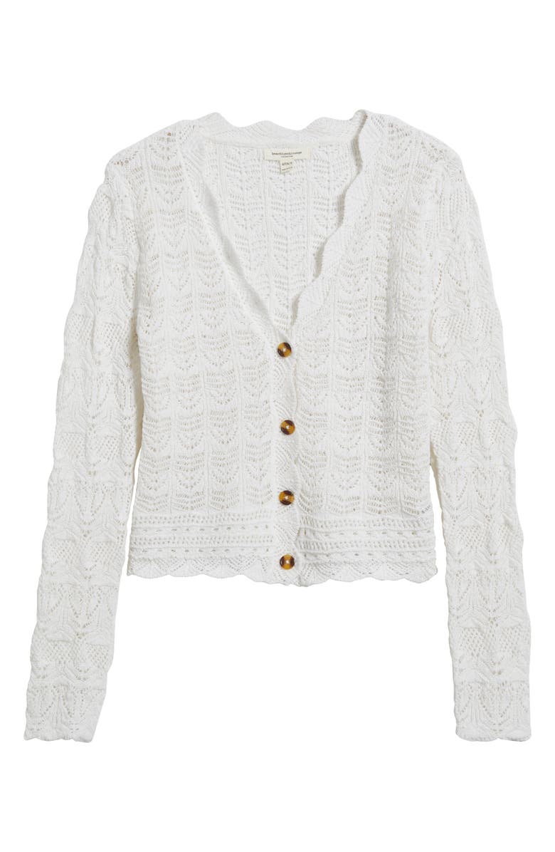 beachlunchlounge Tamia Pointelle Knit Cardigan, Alternate, color, White