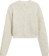 Open Edit Fuzzy Crewneck Cardigan