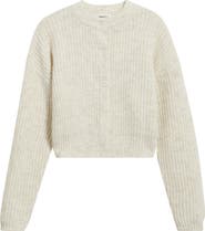 Open Edit Fuzzy Crewneck Cardigan