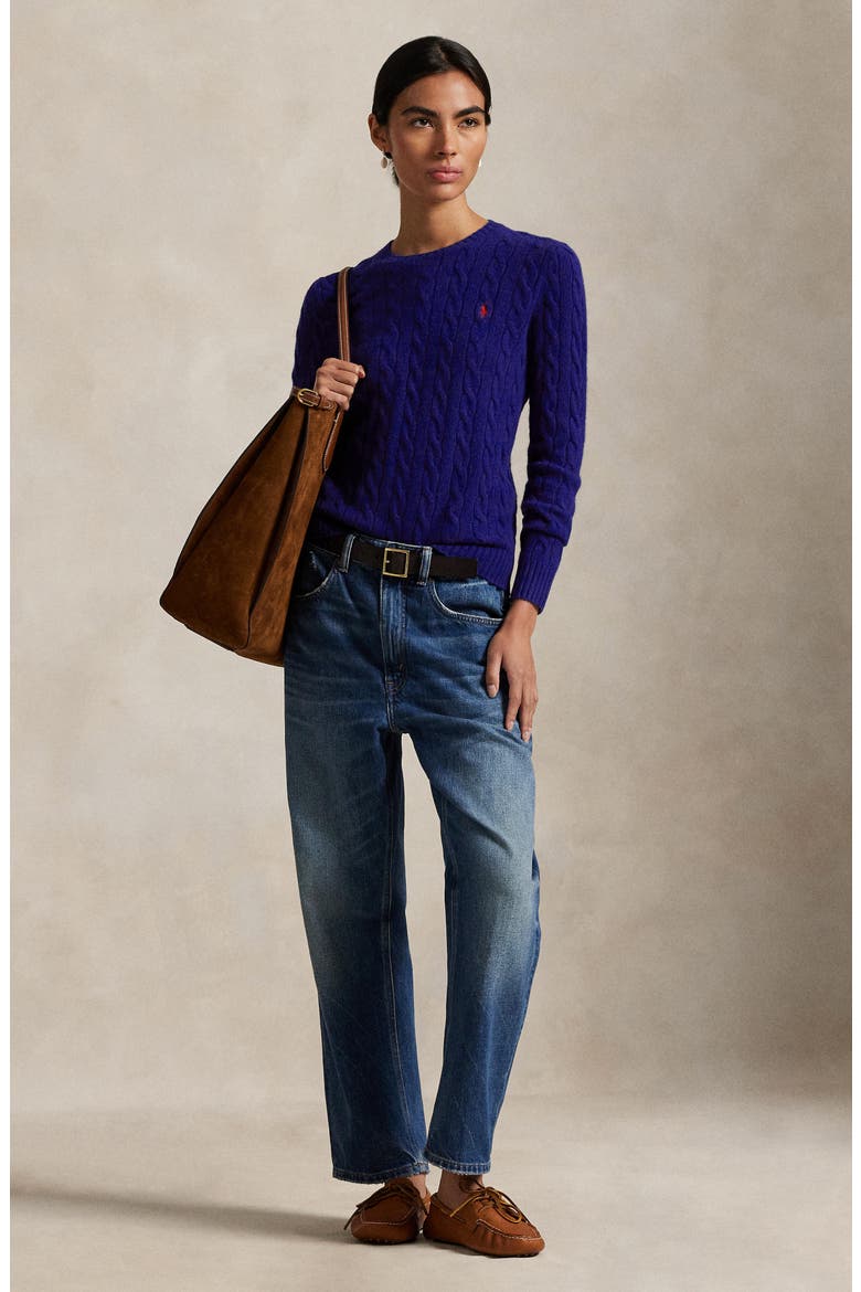 Julianna Cable Knit Wool & Cashmere Sweater, Alternate, color, MULTI