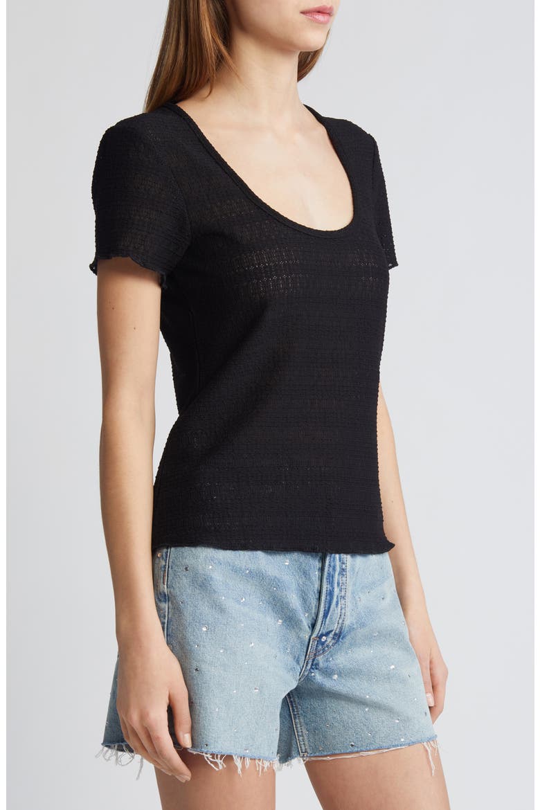 Julia Textured Scoop Neck T-Shirt, Alternate, color, BLACK