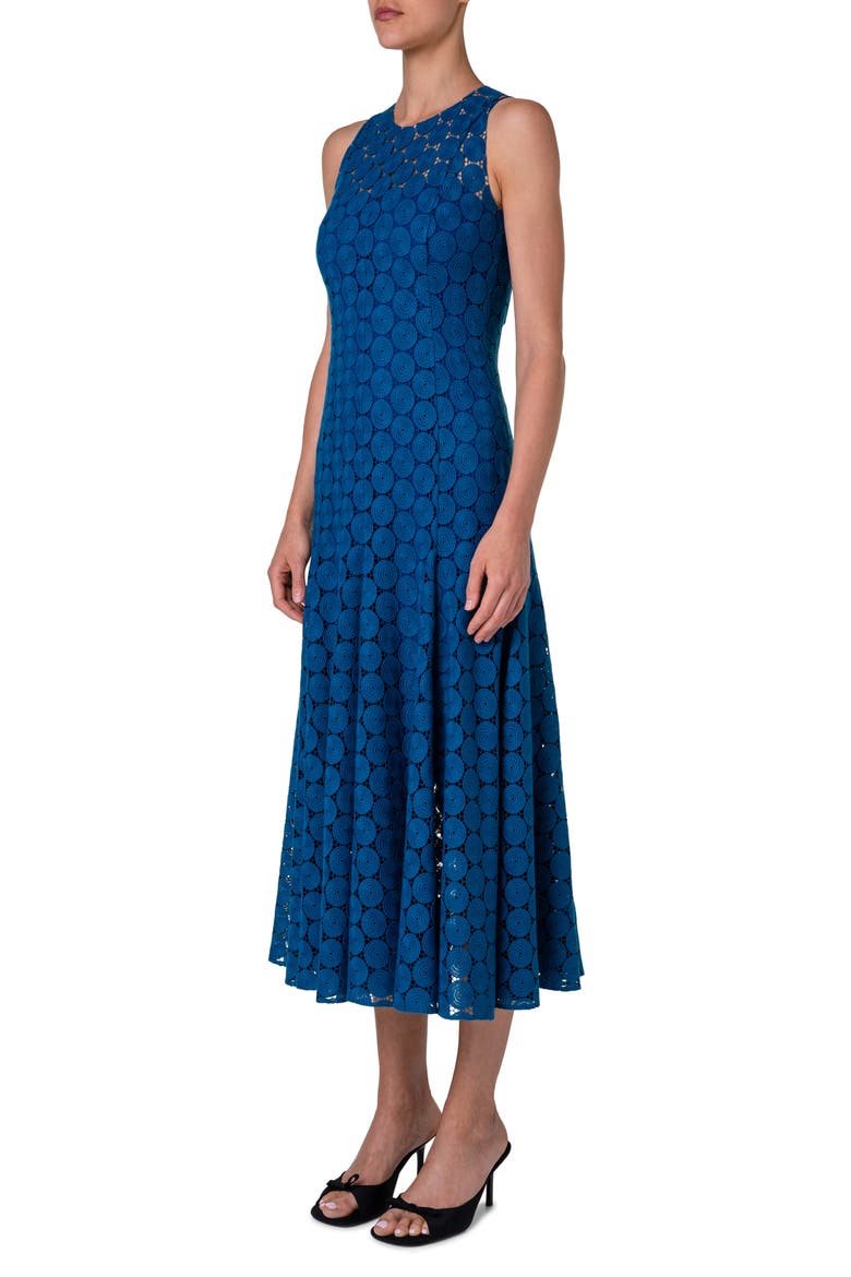 Dot Guipure Lace A-Line Midi Dress, Alternate, color, MEDIUM BLUE DENIM