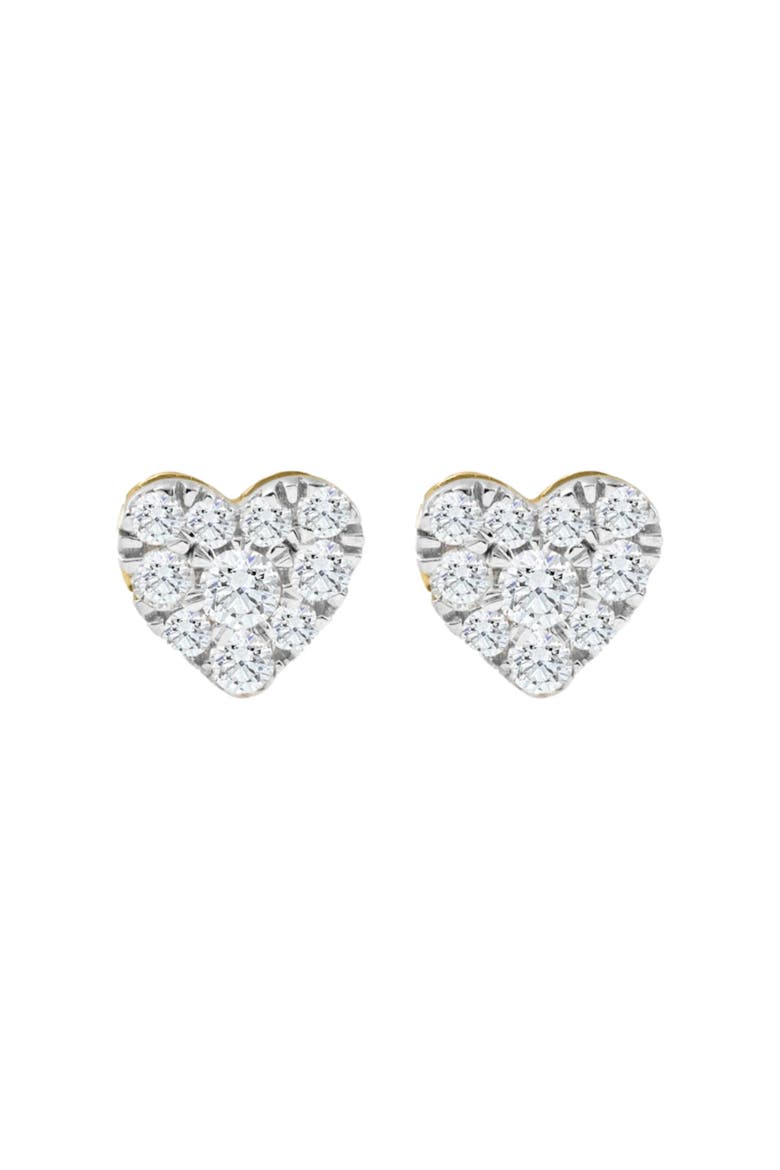 1/2Ct Heart Shape Diamond Studs Gold Lab Grown 7mm Women's Earrings, Main, color, 10k Yellow Gold