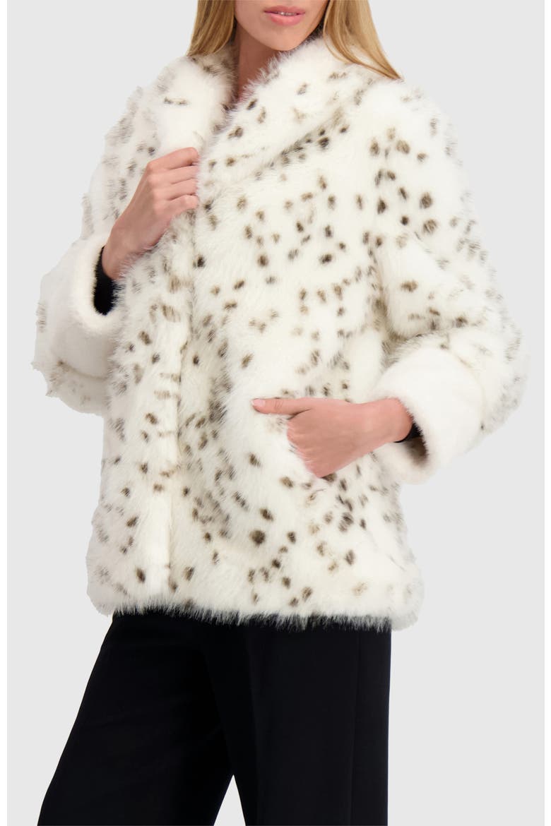 Fur-Free Fox & Mink (Faux Fur) Jacket, Alternate, color, WHITE/BLACK SPOTTED
