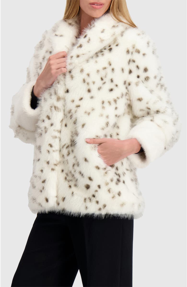 Lyla Grant Fur-Free Fox & Mink (Faux Fur) Jacket, Alternate, color, White/Black Spotted
