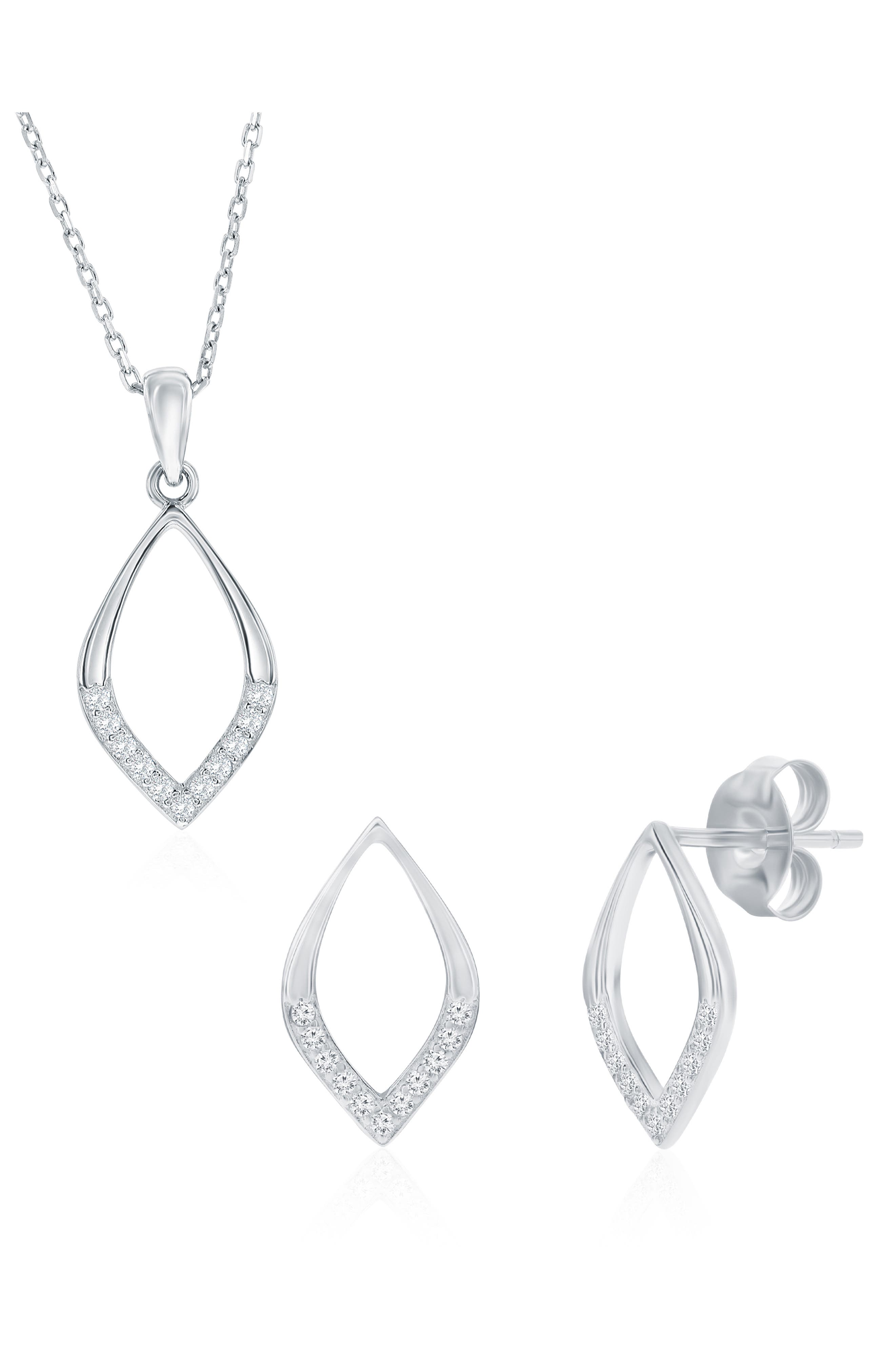 SIMONA Cubic Zirconia Marquise Stud Earrings & Pendant Necklace Set