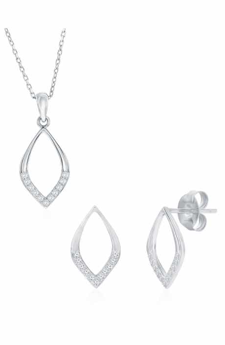 SIMONA Cubic Zirconia Marquise Stud Earrings & Pendant Necklace Set