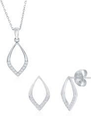 SIMONA Cubic Zirconia Marquise Stud Earrings & Pendant Necklace Set