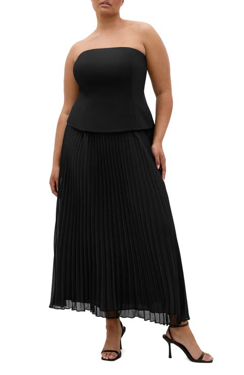 Loretta Strapless Pleated Maxi Dress