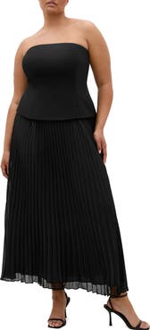 City Chic Loretta Strapless Pleated Maxi Dress