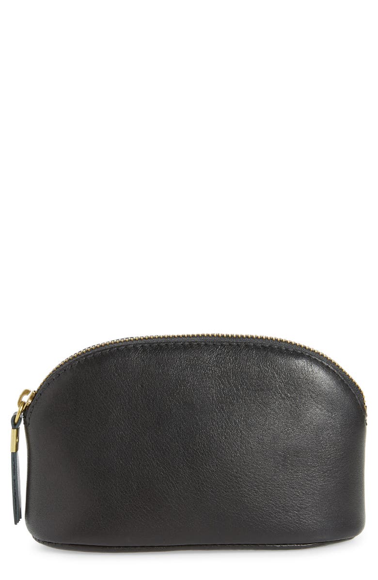 Madewell The Leather Makeup Pouch, Main, color, 