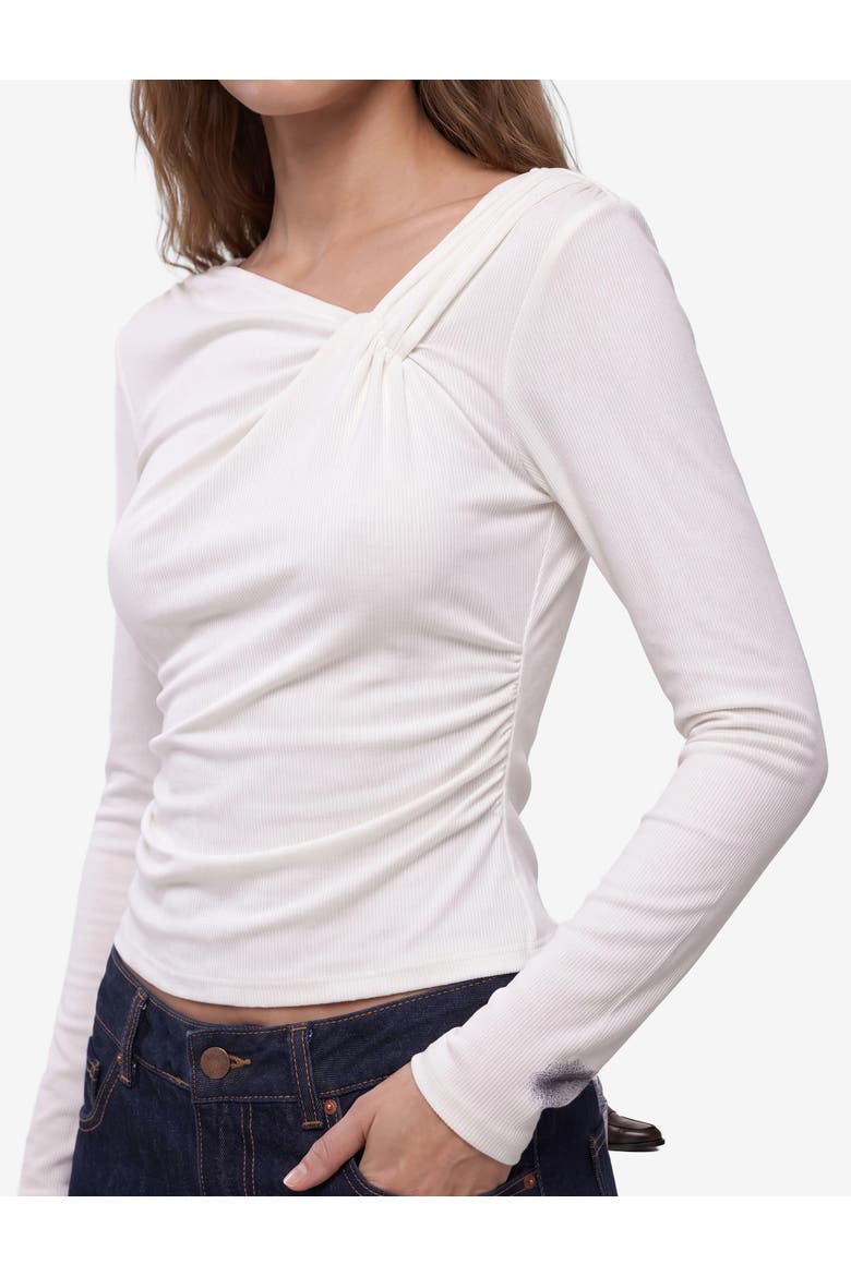 Draped Long Sleeve V-Neck Top, Alternate, color, ECRU