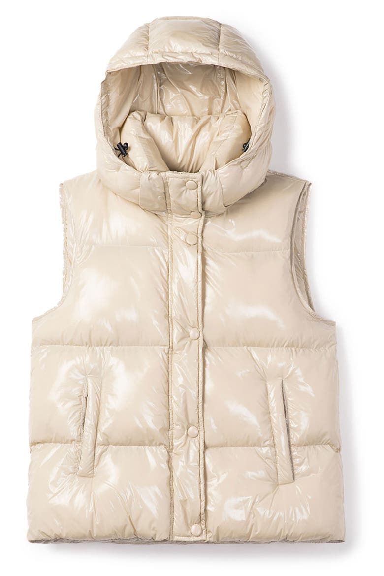 Martyna Water Resistant Puffer Vest, Main, color, BONE