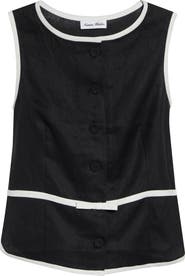 Tanner Fletcher Gender Inclusive Pauline Linen Bow Top