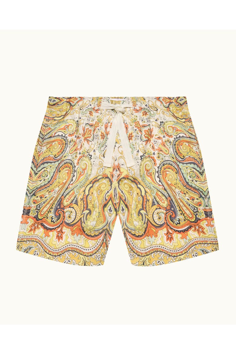 Alex Linen Relaxed Fit Linen Shorts with Fairground Print, Alternate, color, MULTI/VERMILLION
