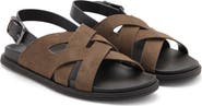 MANGO Crisscross Leather Slingback Sandal
