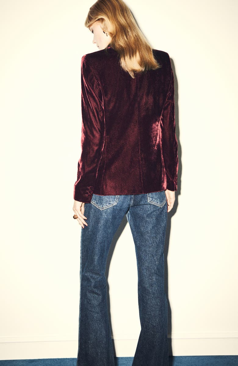 MANGO Structured Velvet Blazer, Alternate, color, Maroon