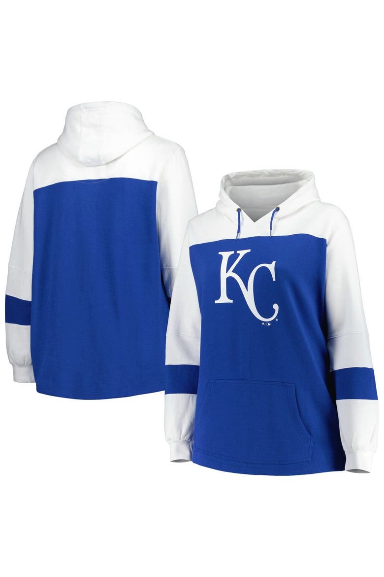 Women's Royal Kansas City Royals Plus Size Colorblock Pullover Hoodie, Main, color, Royal