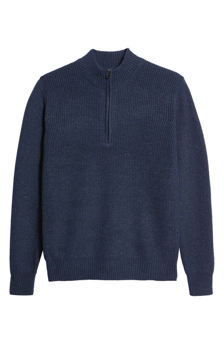 Schott NYC Half Zip Rib Wool Blend Sweater, Alternate, color, Navy