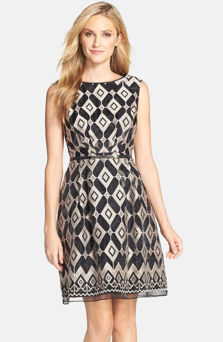 Adrianna Papell Embroidered Lace Fit & Flare Dress, Main, color, 