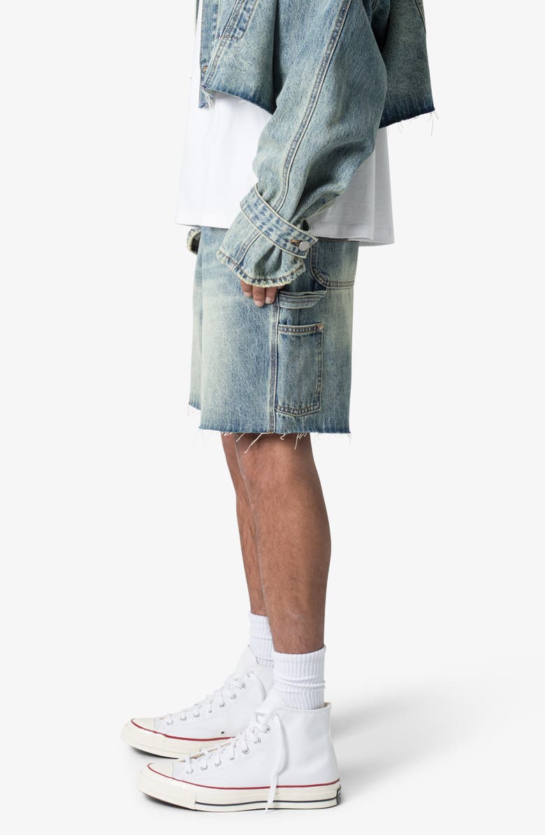 mnml Frayed Nonstretch Denim Carpenter Shorts, Alternate, color, 