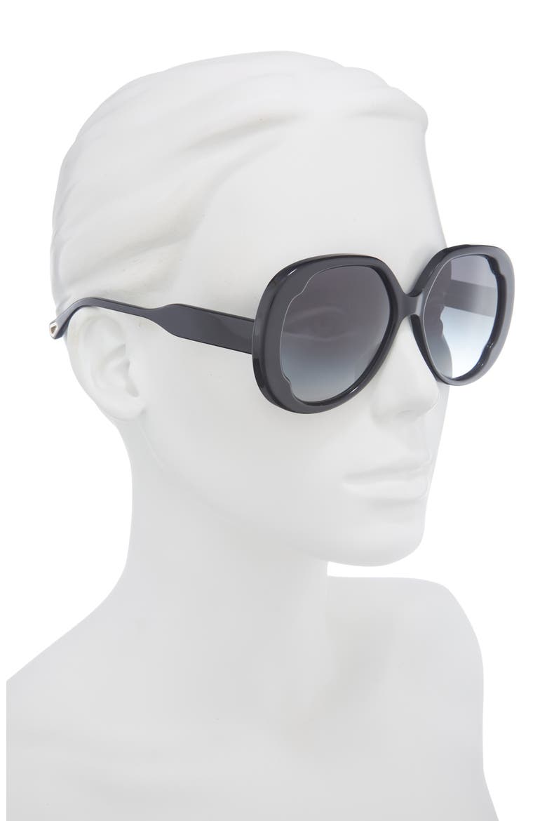 56mm Round Sunglasses, Alternate, color, BLACK BLACK GREY