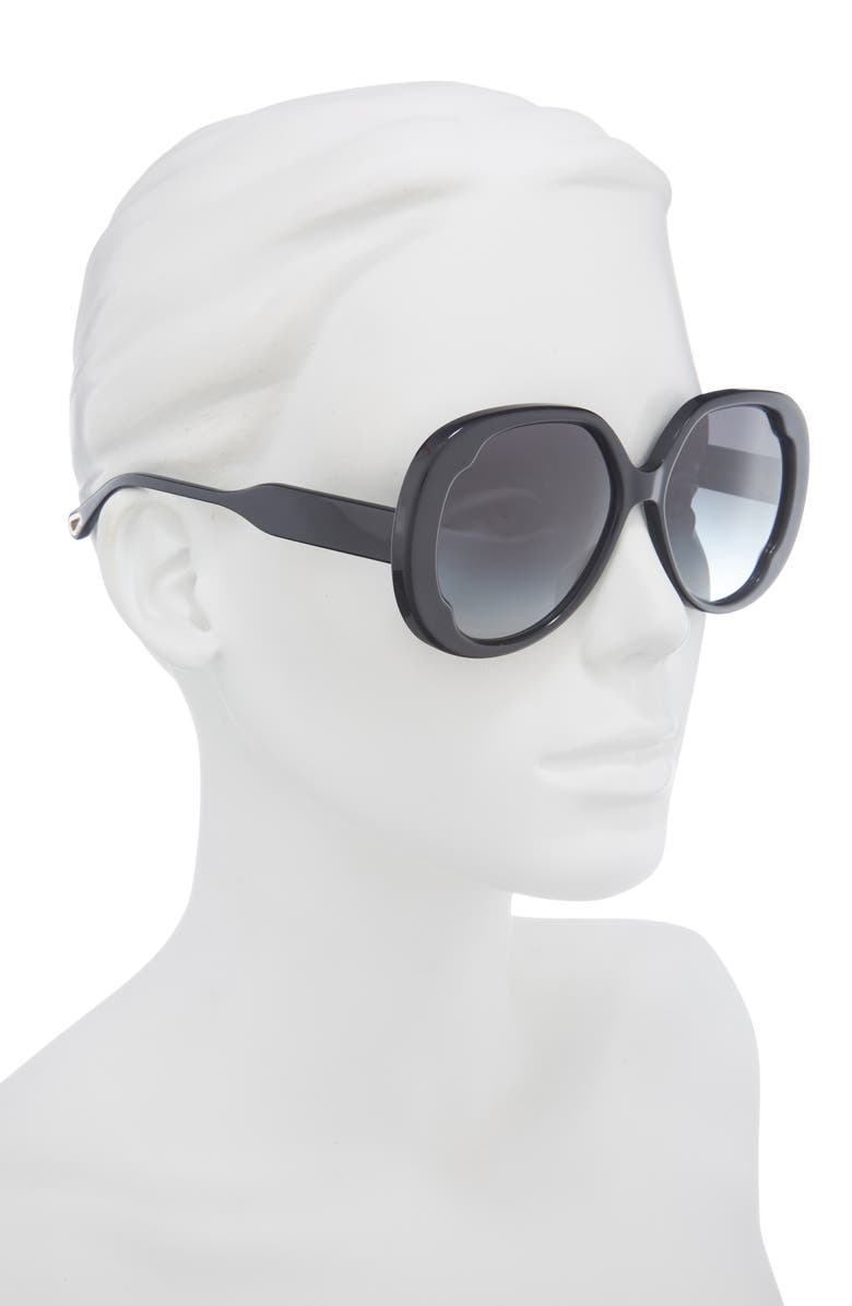 Chloé 56mm Round Sunglasses, Alternate, color, Black Black Grey